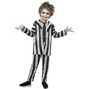 NWT Warner Bros. Kid’s Beetlejuice Halloween Costume Boys Jumpsuit Sz S & M